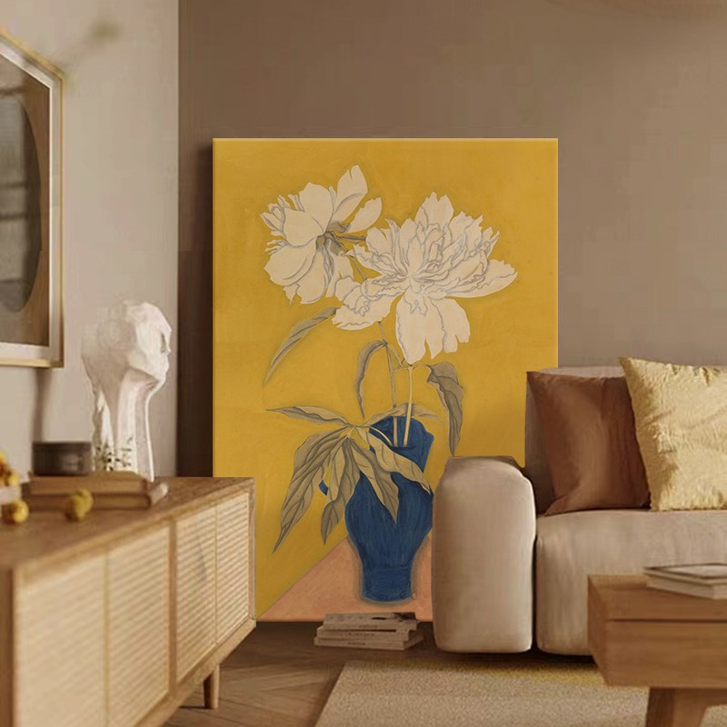 法式中古风花开富贵客厅装置艺术植物花瓶入户玄关牡丹花落地摆件