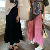 洋气辣妈宽松大码 孕妇半身裙夏季 j薄款 显瘦百褶裙仙女裙高级感长