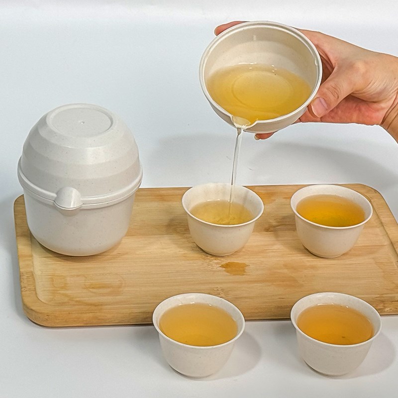 稻壳一次性旅行功夫茶具待客加厚耐高温小号泡茶壶户外便携套装包