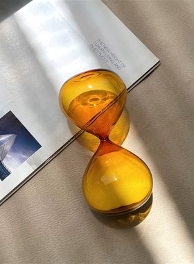 复古焦茶色玻璃沙漏计时器15分钟创意摆件客厅桌面家居装饰品礼物