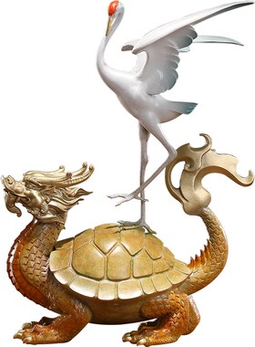 荣芙全铜摆件龟鹤延年龙龟书房家居装饰寿星礼品送老人祝寿贺礼