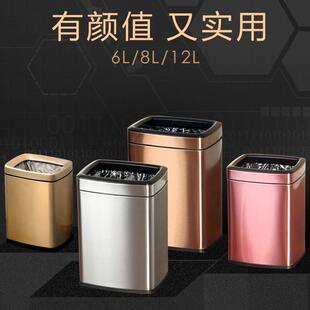 新款厨房垃圾桶家用无盖不锈钢垃圾桶欧式金属夹缝干湿垃圾桶