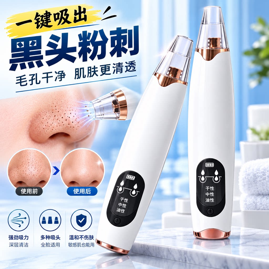 日本小气泡黑头仪器清洁脸部家用吸黑头神器美容院痘痘粉刺吸出器