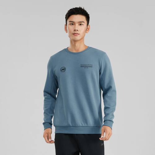 Skechers斯凯奇春季新款男子圆领卫衣空气棉舒适休闲上衣P423M135