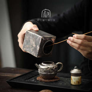 寂艺复古手作鎏银茶叶罐精品高档陶瓷茶叶密封罐家用茶室储茶罐大