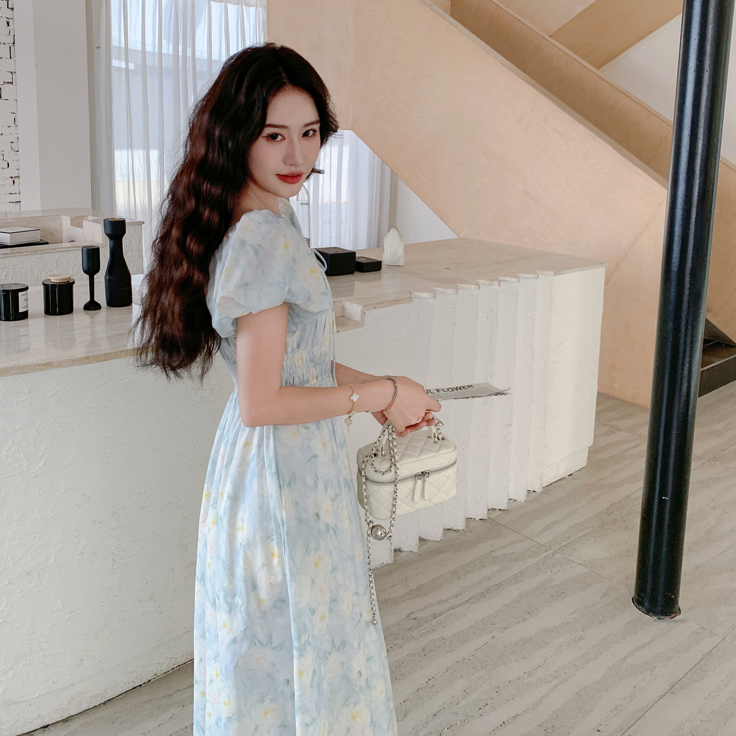 2025【现货夏款】新货碎花泡泡袖连衣裙201-Q088-P125-控188,女装连衣裙,浙宝201