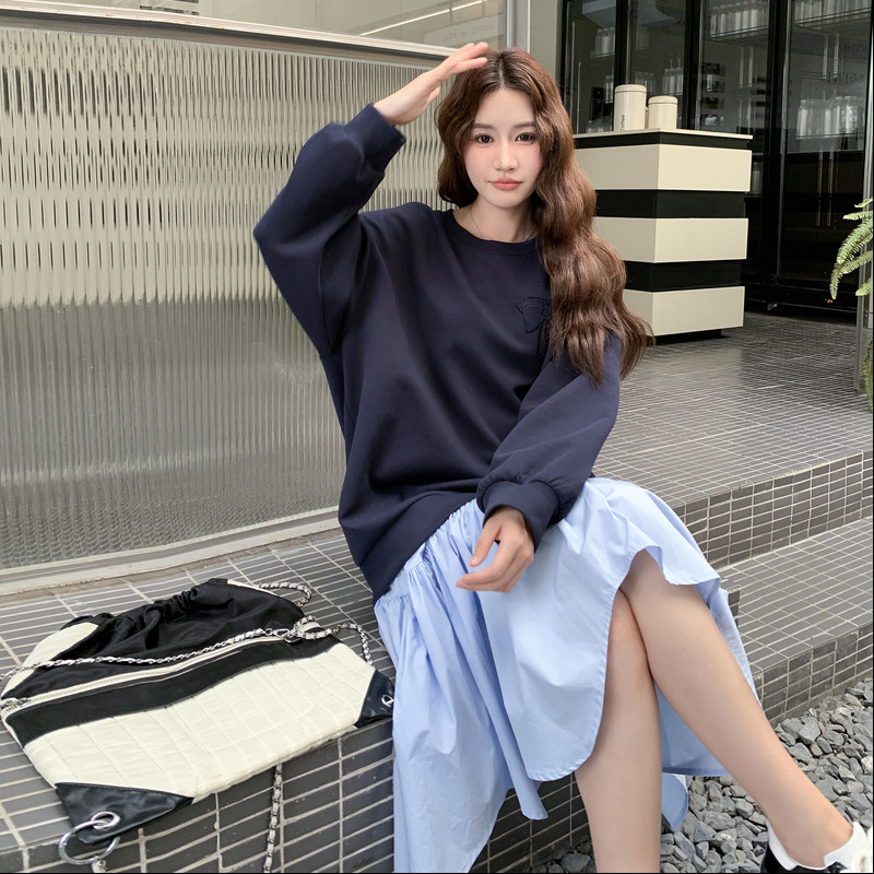 2025【现货秋款】新货简约假两件连衣裙201-Q171-P155-控228,女装大码女装,浙宝201