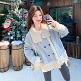 2025【现货冬款】新货蓝色拼接毛呢外套201-Q309-P215-控328，女装毛呢外套，浙宝201