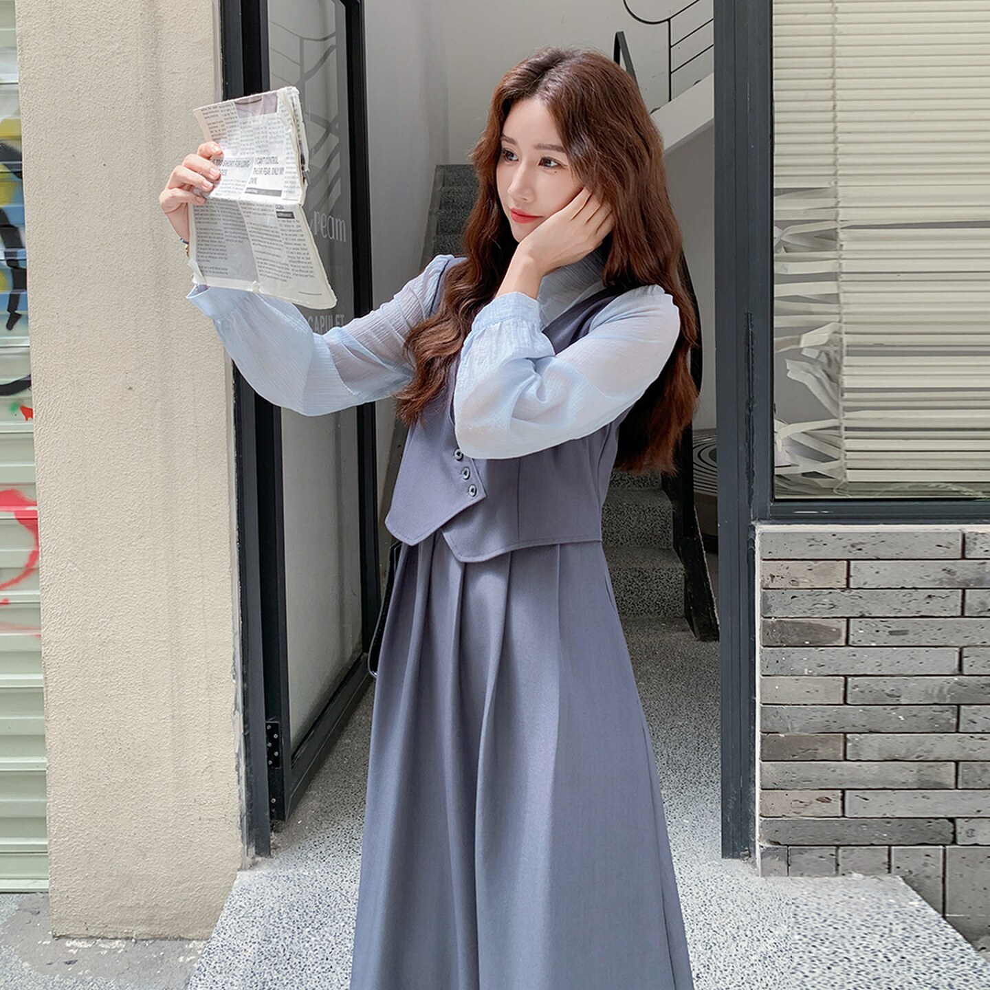 2025【现货秋款】新货假两件套连衣裙201-Q153-P145-控218,女装连衣裙,浙宝201