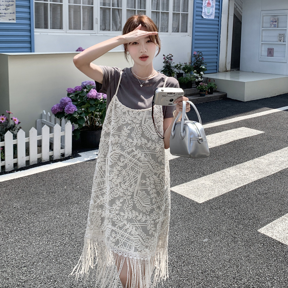 2025【现货夏款】新货流苏吊带裙两件套201-Q068-P135-控198,女装连衣裙,浙宝201