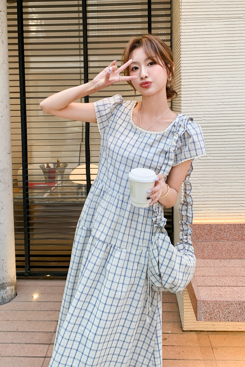 2025【现货夏款】新货格子连衣裙201-Q051-P145-控218,女装连衣裙,浙宝201