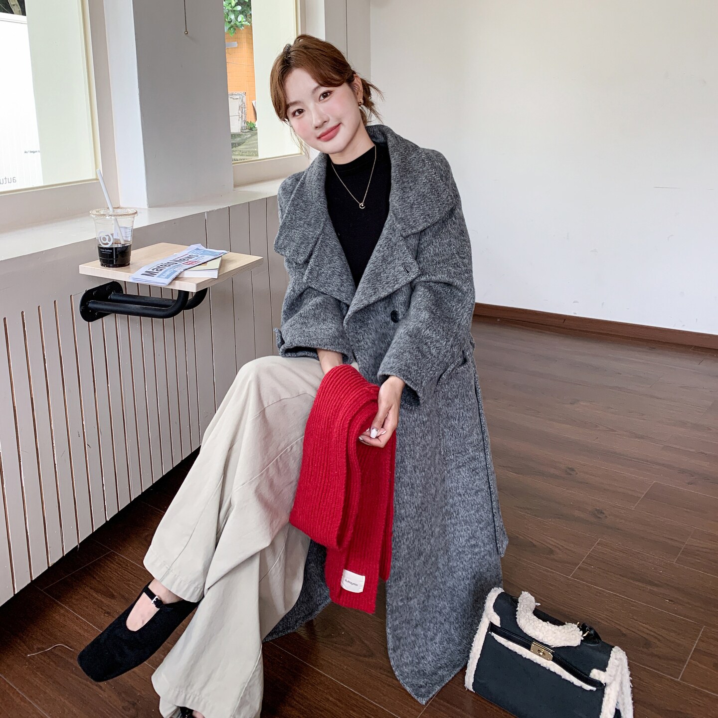 2025【现货冬款】新货极简灰色毛呢大衣201-Q301-P305-控458,女装毛呢外套,浙宝201