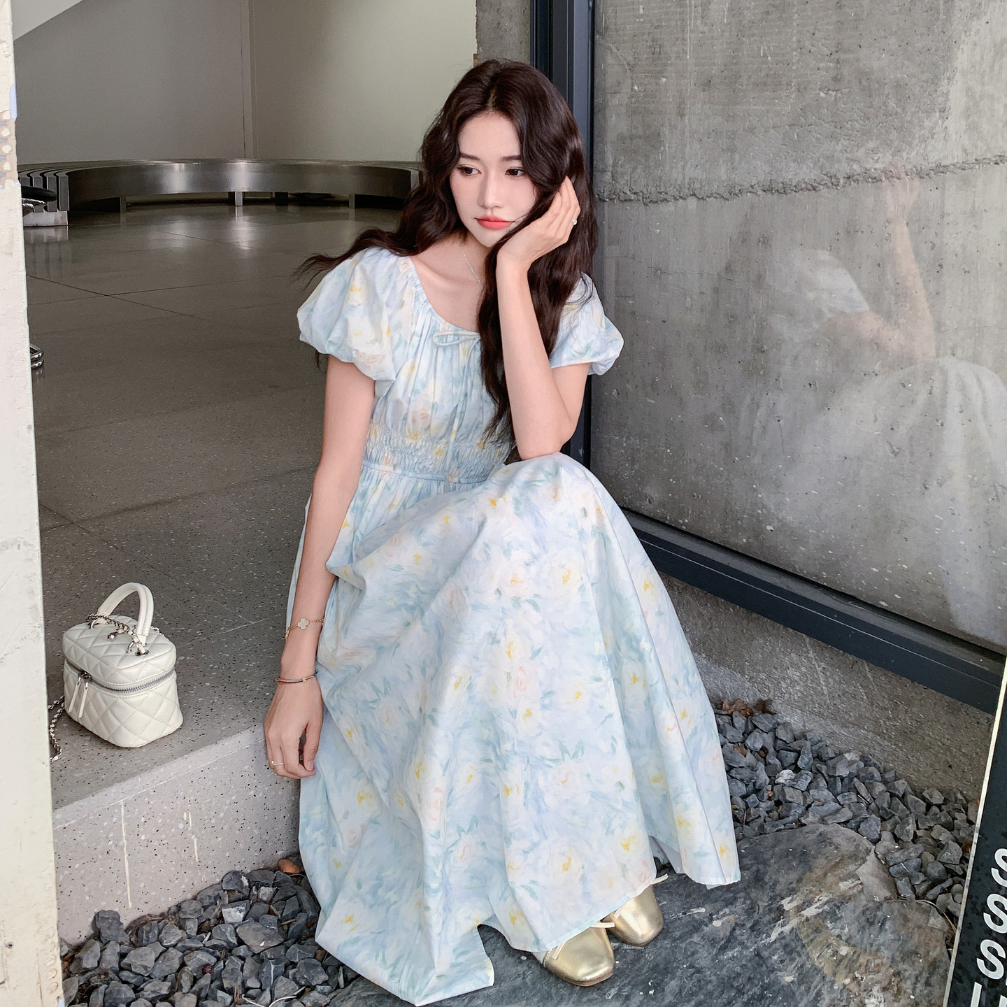 2025【现货夏款】新货碎花泡泡袖连衣裙201-Q088-P125-控188,女装连衣裙,浙宝201