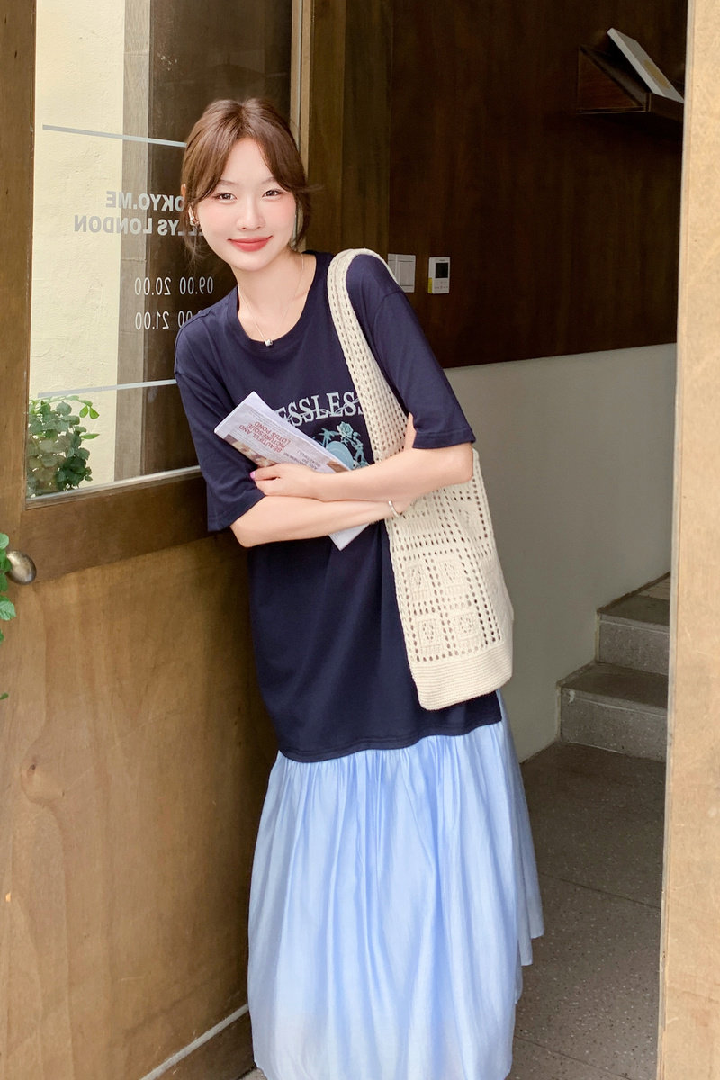 2025【现货夏款】新货拼接假两件连衣裙201-Q127-P135-控198,女装连衣裙,浙宝201