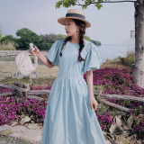 2025【现货夏款】新货泡泡袖连衣裙201-3062-P115-控168，女装连衣裙，浙宝201