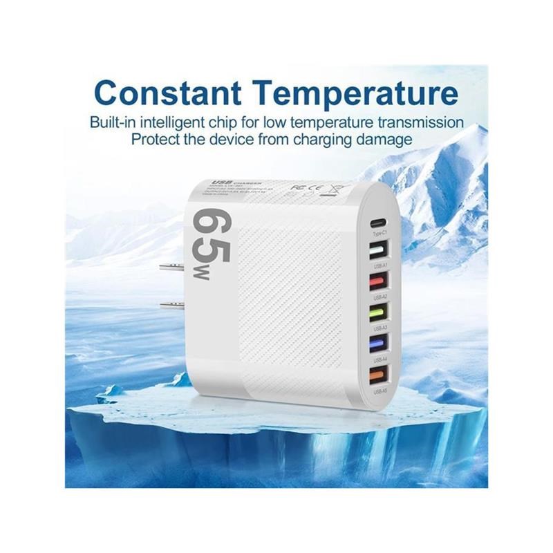65W USB Charger PD Fast Charging 4 PorIts Mobile Phone Charg