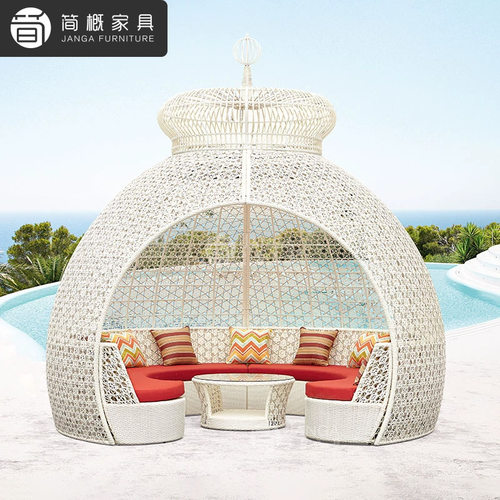 户外别墅鸟巢沙发休闲露台泳池藤编躺床酒店度假躺椅鸟笼卡座沙发