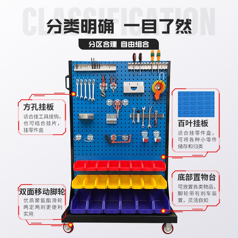 五金工具架收纳板物料架方孔洞洞板置物架工具墙移动螺丝收纳货架