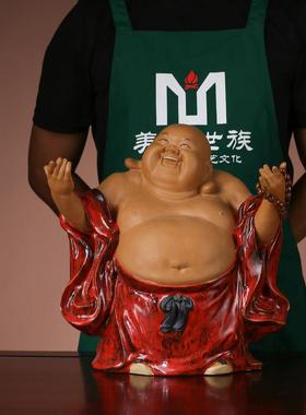 石湾陶瓷公仔工艺精品家居电视酒柜门客厅饰品招财弥勒笑佛像摆件