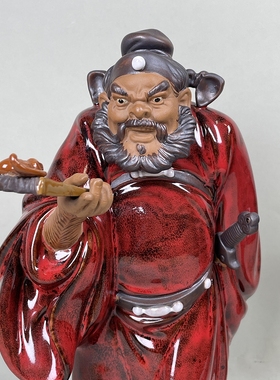 中式天师钟馗精致小摆件博古柜客厅玄关柜台办公室前台陶瓷装饰品