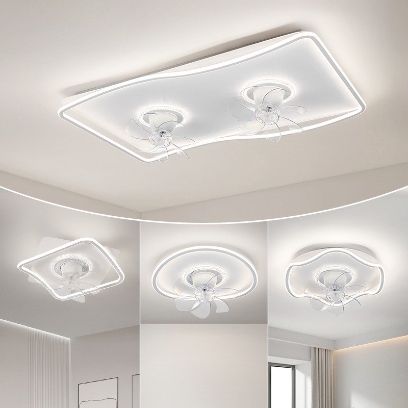 中山卧室led吸顶电风扇灯2023年新款超薄一体云朵360度摇头吊扇灯
