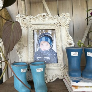 爱上花园丨园艺杂货花园庭院装饰摆件氧化镁复古花叶照片相框摆件
