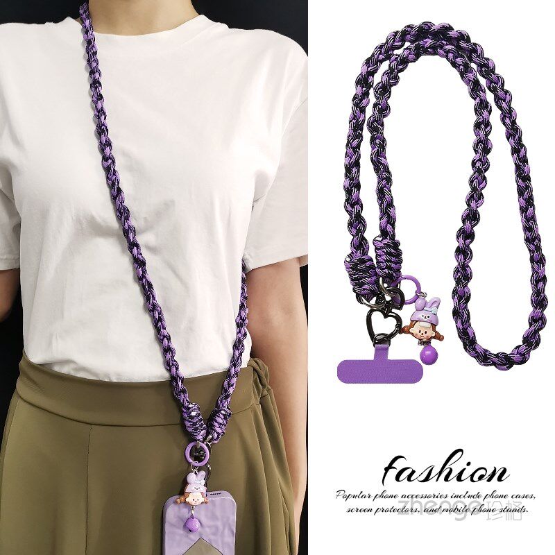 手机挂绳加长斜挎侧身可背编织粗带子男女户外登山防丢挂链壳结实