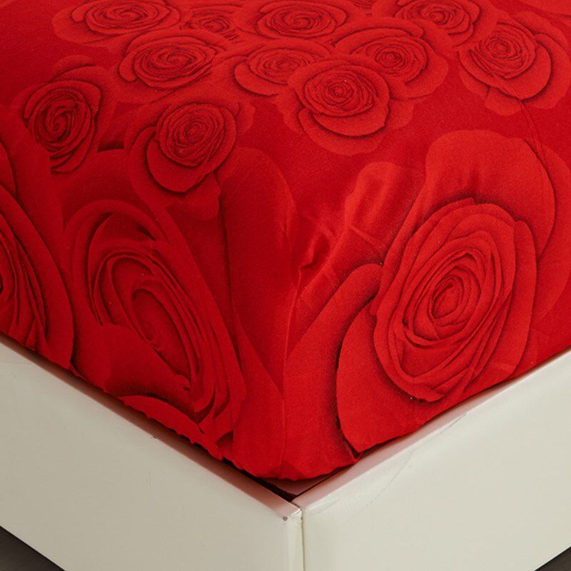 结婚庆大红色床罩单件床笠三件套席梦思防滑床K垫套子1.5m1.8m2米