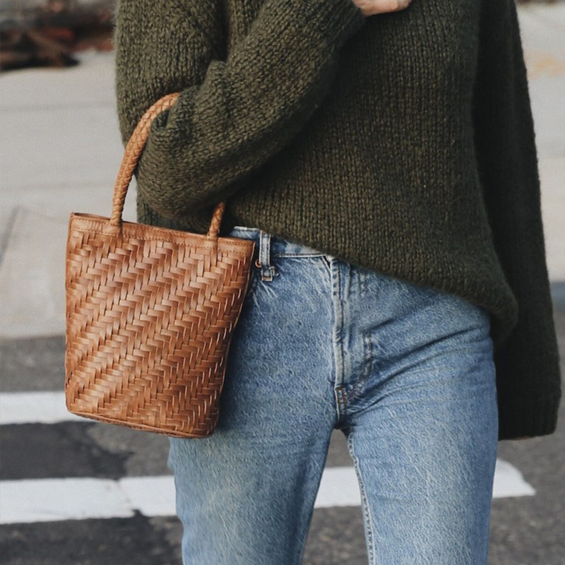 手工编织包包夏季2023新款法式手拎包小众单肩手提托特小包水桶包