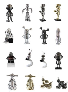 现代简约卡通潮玩手办人物动物创意摆件雕塑桌面玄关酒店样板摆件