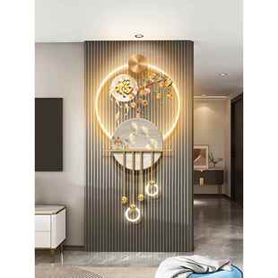 柿柿如意客厅格栅装饰挂件画九鱼图电视背景墙壁灯画福字玄关挂画