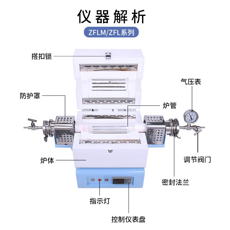 真空管式炉实验室双温热处理电炉高温定碳炉气氛炉工业马弗炉