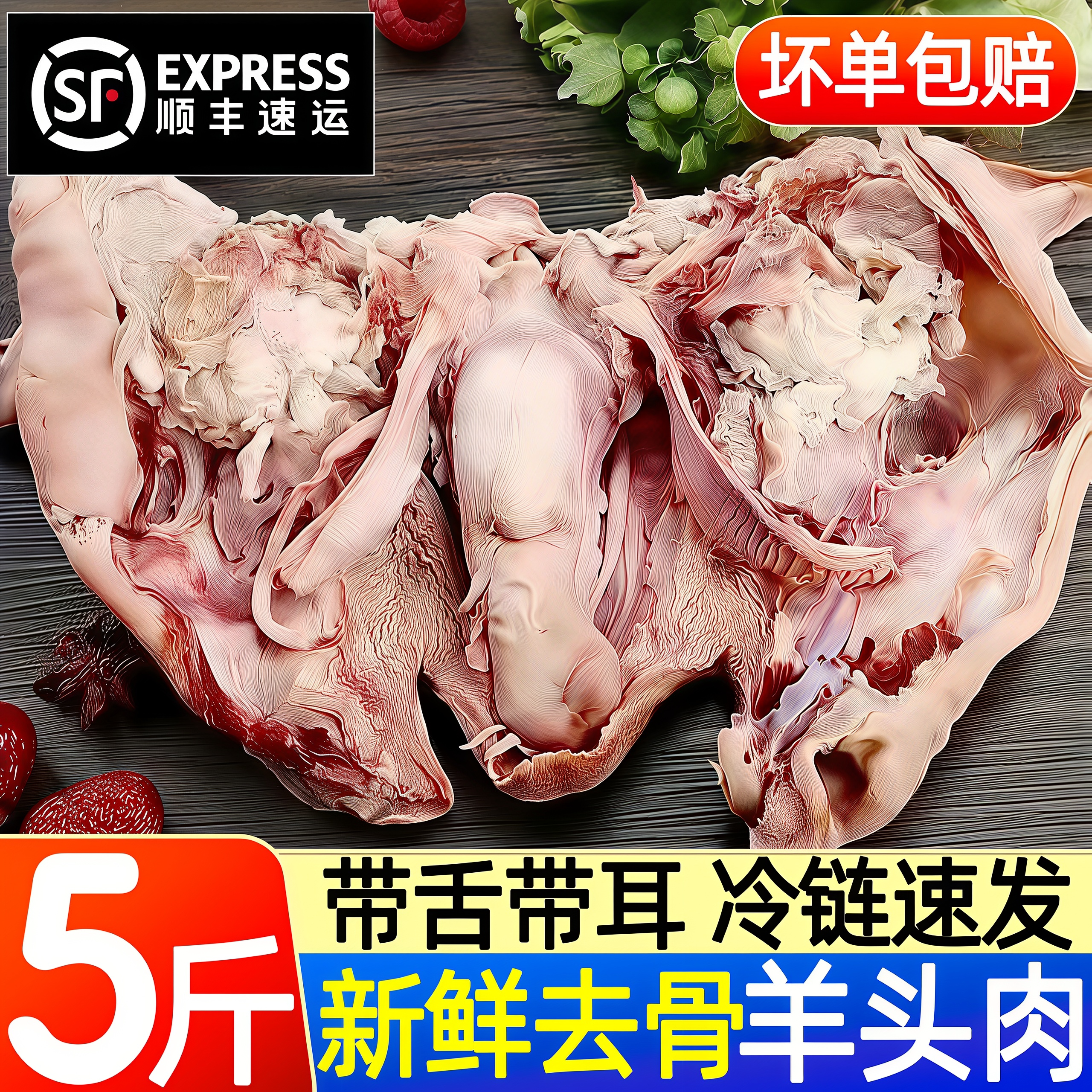 带舌头去骨黑花羊头肉批发顺丰