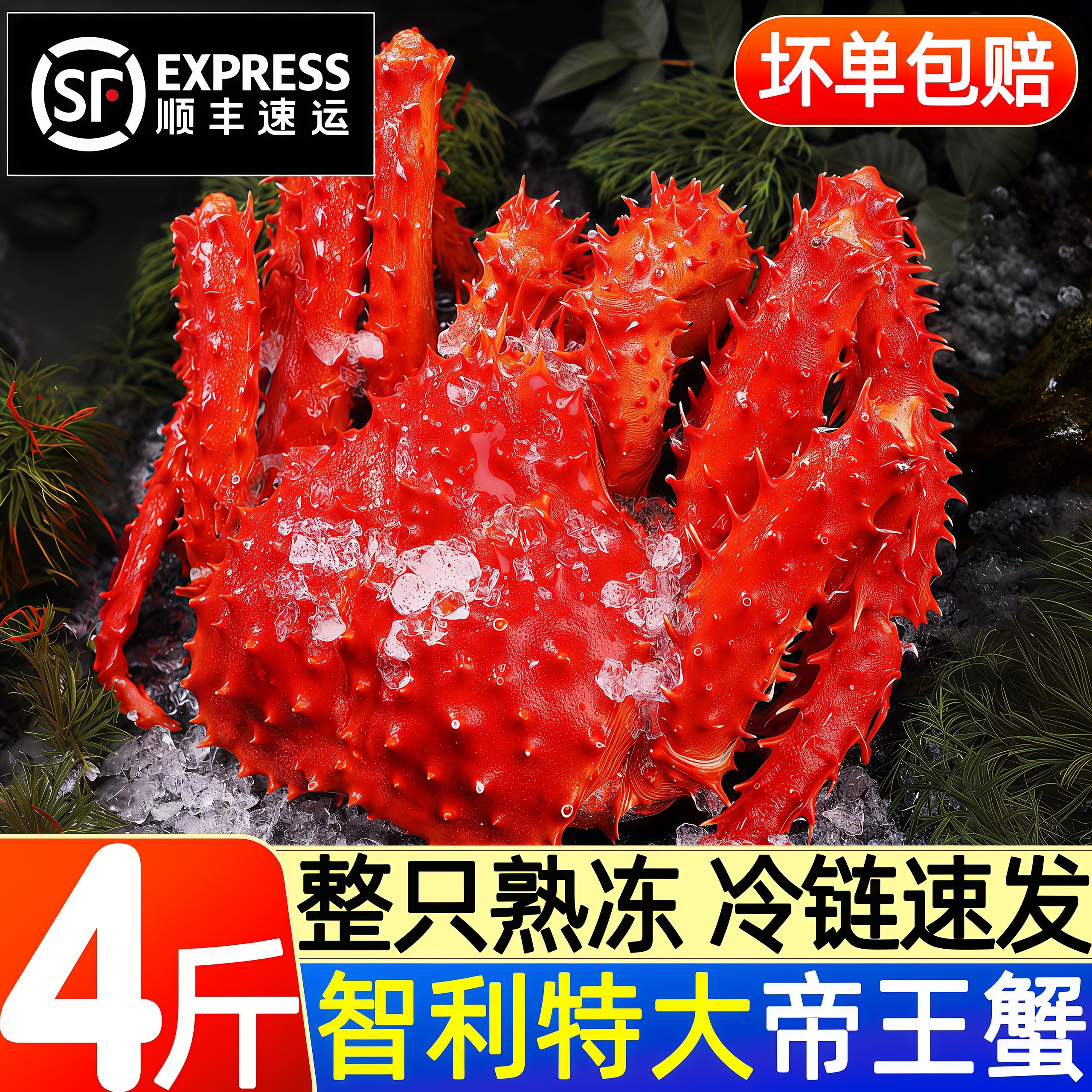 智利进口帝王蟹鲜活熟冻特大年货