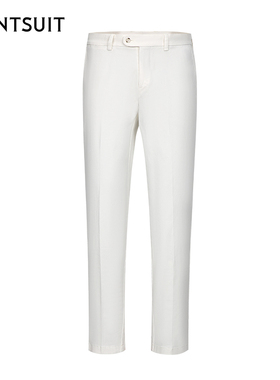 WANTSUIT秋冬男士纯白色休闲长裤正式绅装父亲男友轻奢型男搭配