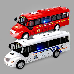 儿童公交车校巴车特警车模型玩具声光汽车模型孩门汽车车模