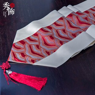 红木实木餐桌茶几布艺桌布床旗定制 新古典桌旗归马南山客厅新中式