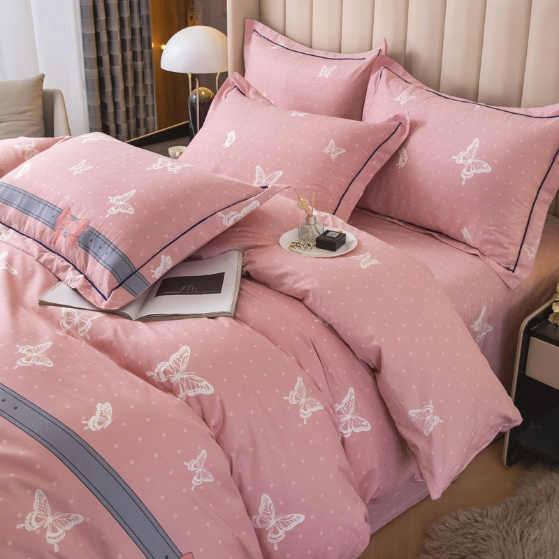 定做国外尺寸四件套全棉面料被套kingsize印花被罩quee床单床笠款