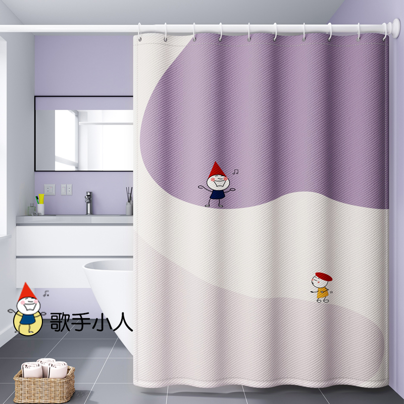 浴帘套装免打孔加厚防水布卫生间隔断帘门帘窗帘保暖洗澡遮挡帘子