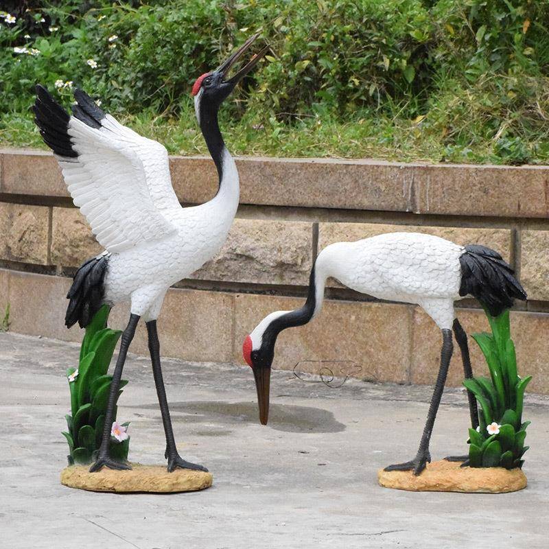 别鹤墅庭院花园装饰外动物IWS园景观雕塑玻璃林钢丹顶鹤仿户真仙