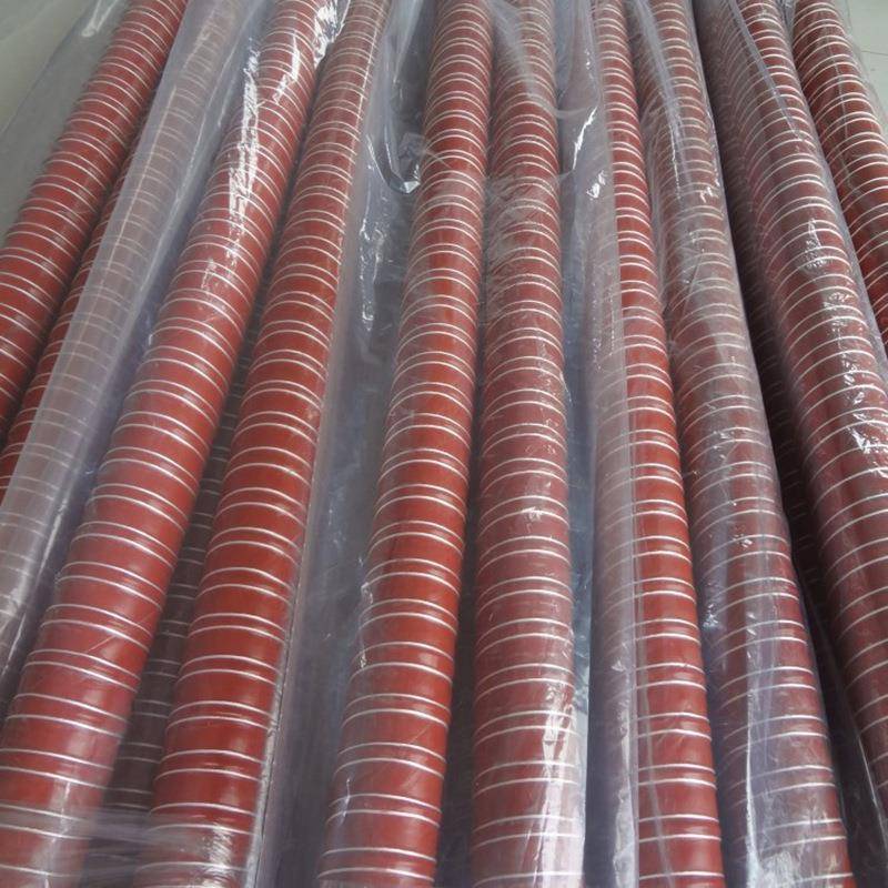 ZIB温高温0风管红色矽胶30硫化热风管高软管耐高温钢丝管伸度缩通
