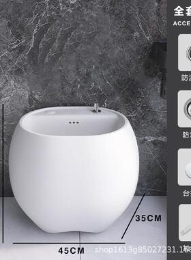 陶瓷拖把池圆家用阳台拖椭形布池卫生把间洗拖落地式室外蛋蓄OYF