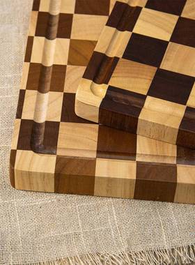 牛现货橡格胶木棋盘砧板马塞克排餐盘烤肉木实切菜板A1010100加厚