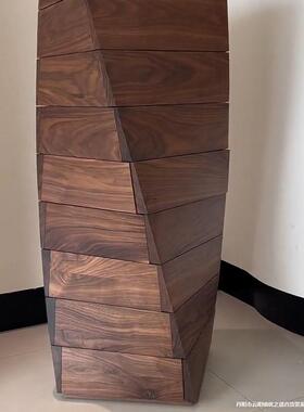 新式实斗XPC柜极简现代橱木七七斗北中美轻奢抽屉柜黑胡桃木卧室