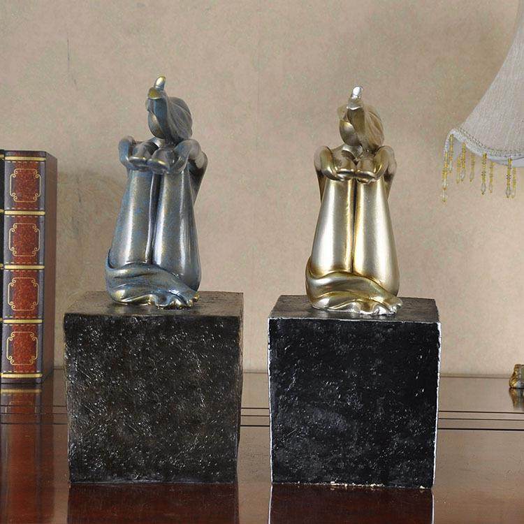 抽艺术姿女坐人物象工品欧式家居艺装饰品客厅酒柜时尚电视柜HPN