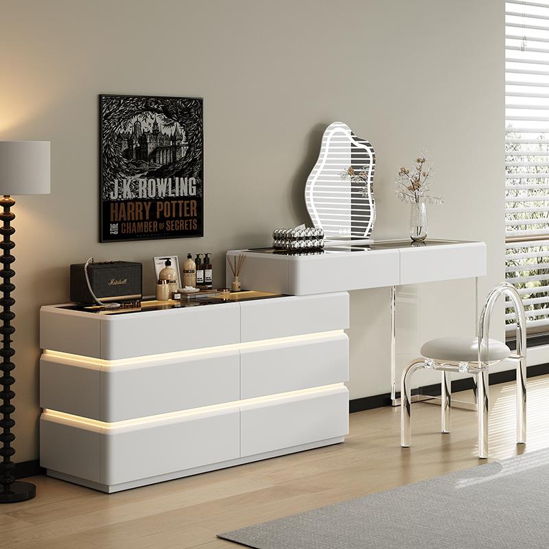 现代极简梳妆台储斗物收纳柜一能体意式简约卧室尾柜多FBB功床化