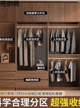 实木2衣柜家用卧室门a4JG4Sf2到顶挂衣橱分段205一爆款式推拉门柜