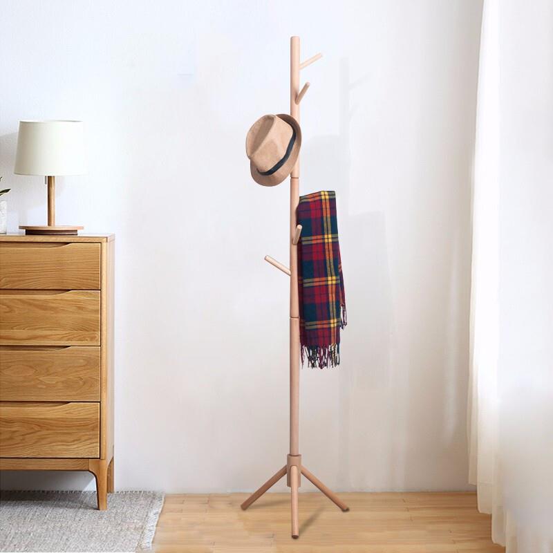 树形实木衣帽家用落地挂衣架树形衣帽架办式公室架单杆卧室松木子