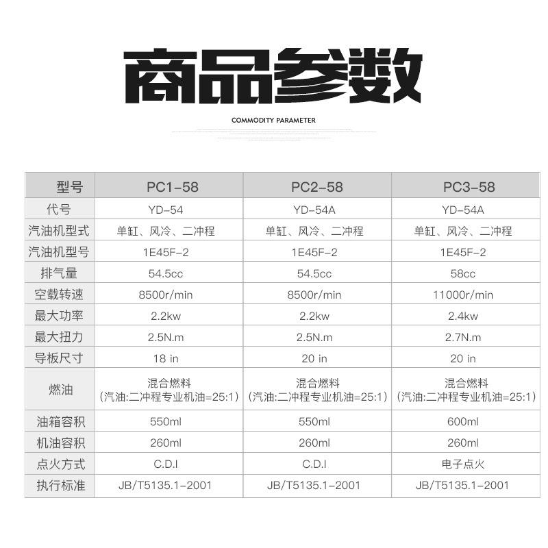 便式携链园林锯汽PC1-58/P油锯砍树链条伐木手提式大功率汽油电锯