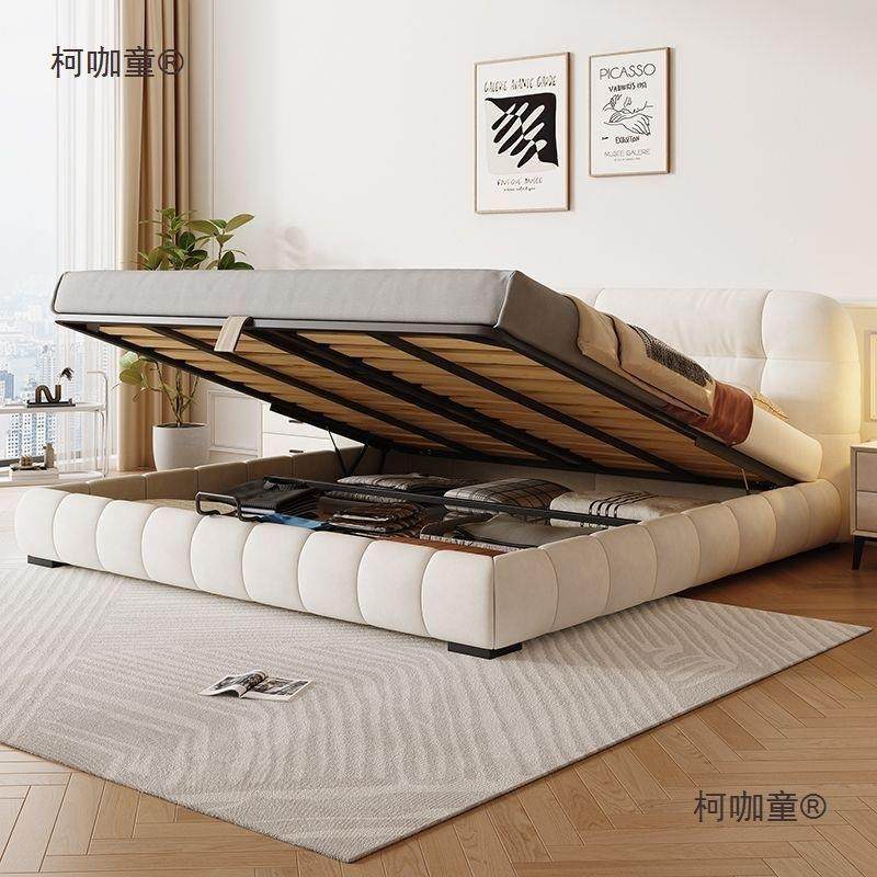 奶油风布艺床主卧室代简用约现轻奢家XQV双人软包爪猫布艺床麦太,住宅家具,布艺床,淘宝优惠券,粉丝福利购,淘宝优惠卷